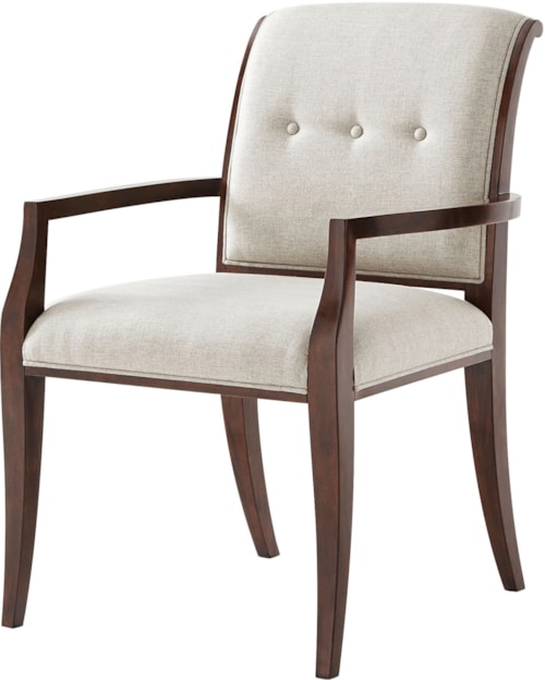 Transitional Upholstered Dining Armchair with Button Tufting