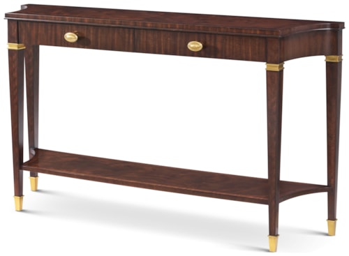 Transitional Bow-Front Console Table with Brass Foot Caps