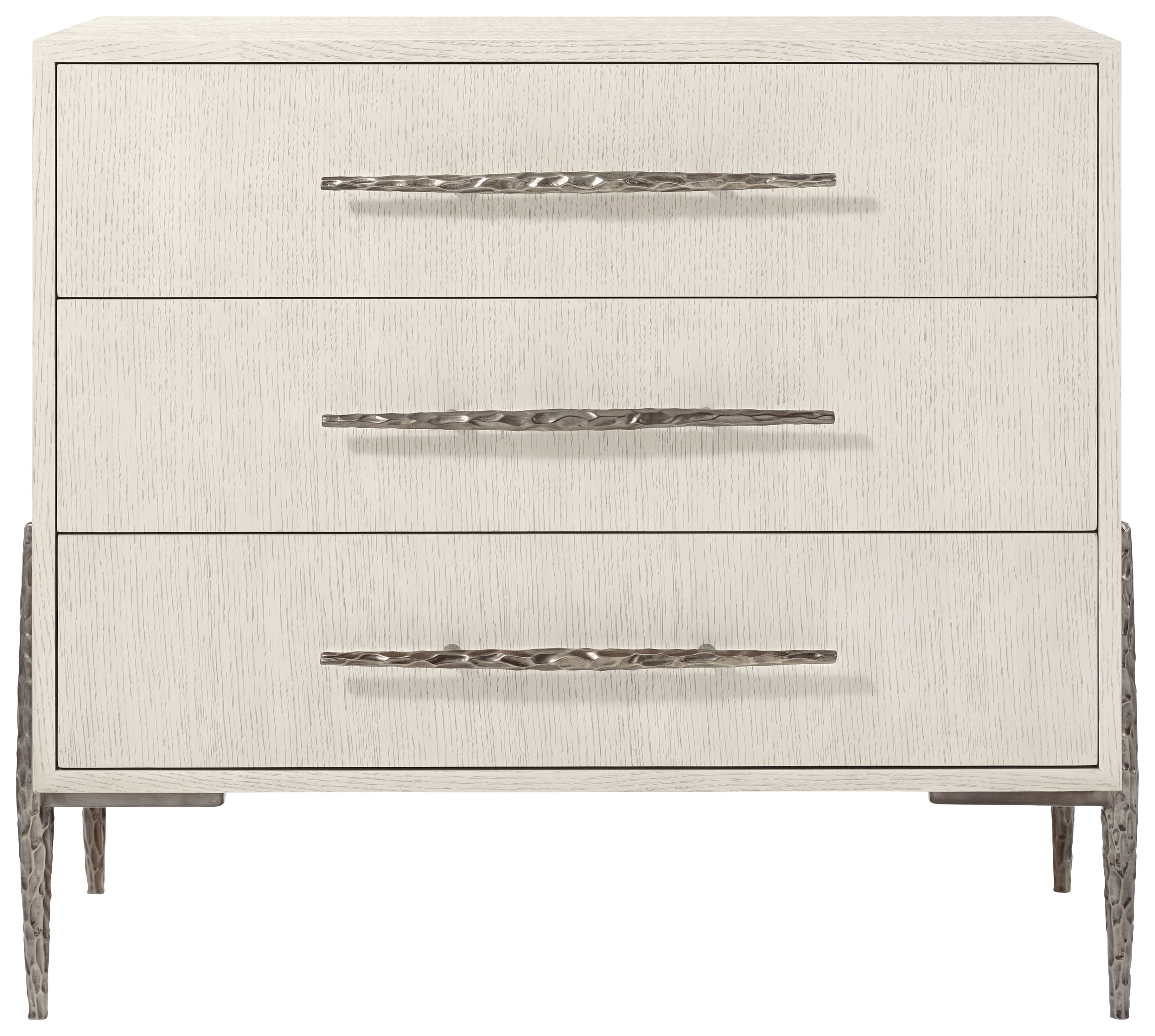 Contemporary 3-Drawer Nightstand w/Metal Legs