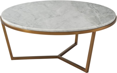 Contemporary Round Cocktail Table with Marble Top