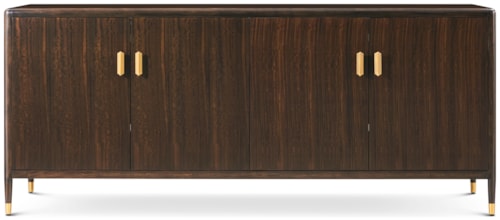 Transitional Four-Door Sideboard with Brass-Capped Legs