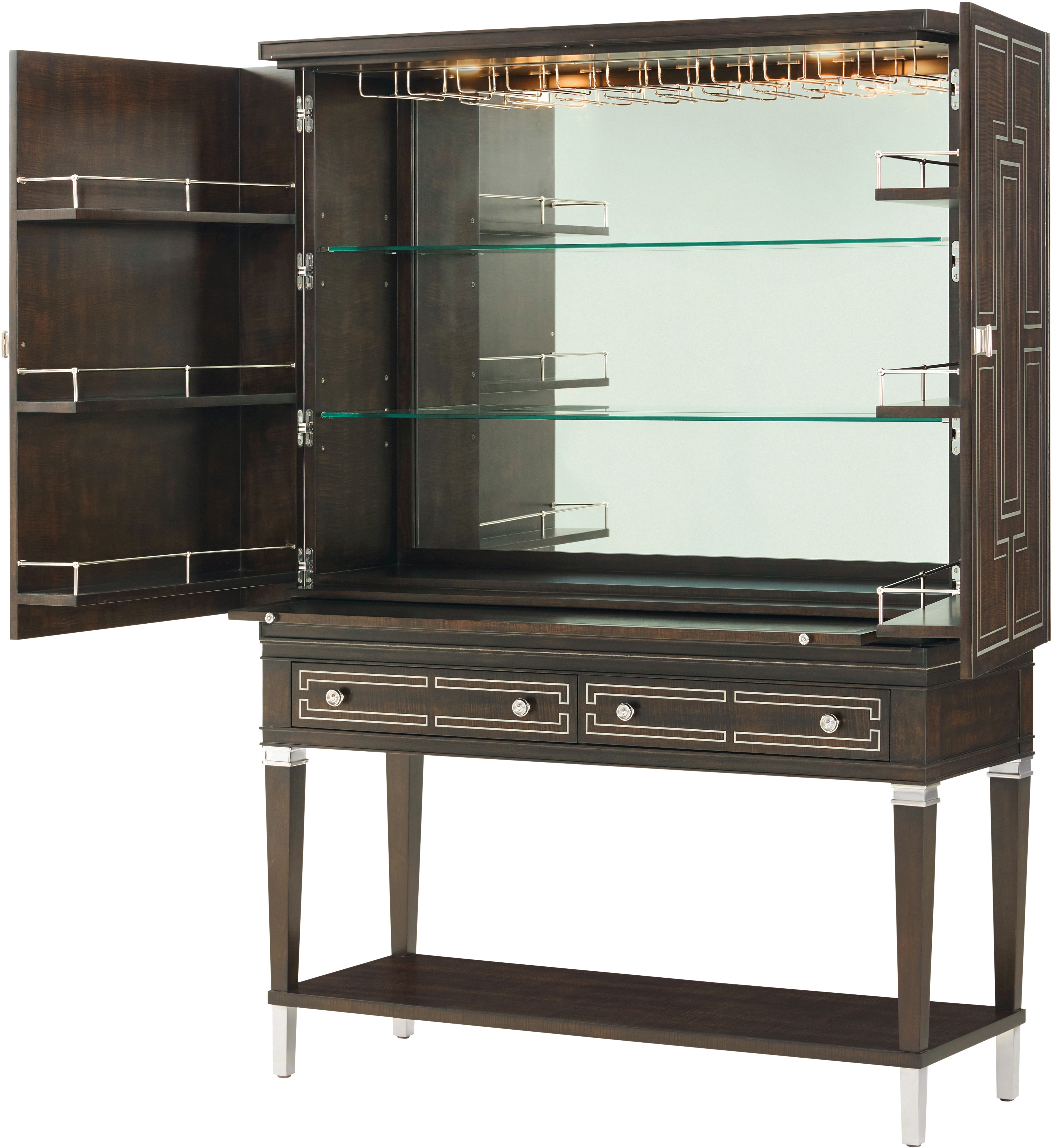 Contemporary 2-Door Bar Cabinet with 2 Drawers