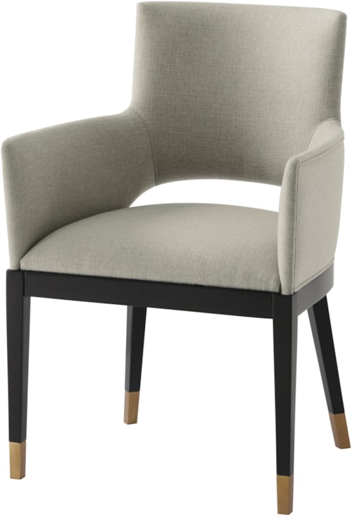 Mid-Century Modern Upholstered Dining Chair with Brass Cappings