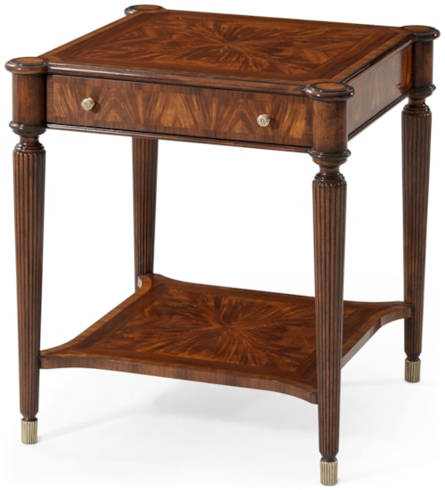Traditional Square Lamp Table with Drawer