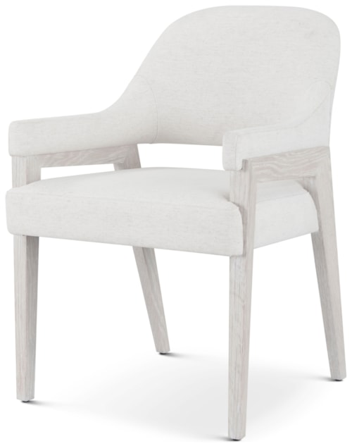 Modern Casual Upholstered Dining Arm Chair with Curved Back