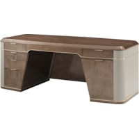 Contemporary Double-Pedestal Desk with Leather Inlay Surface