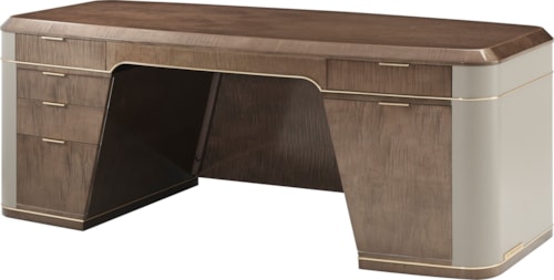 Contemporary Double-Pedestal Desk with Leather Inlay Surface