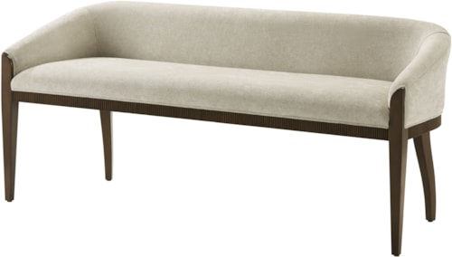 Mid-Century Modern Upholstered Curved Bench with Tapered Legs