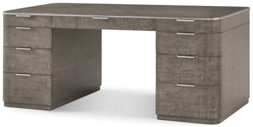 Contemporary Double Pedestal Office Desk with Stainless Steel Accents