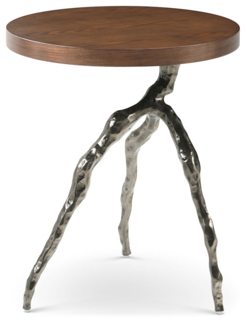 Contemporary Accent Table with Tree Cast Metal Legs