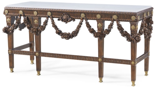 Welwyn Traditional Glam Marble-Top Console Table with Brass Detailing