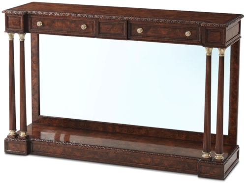 Traditional Two-Drawer Console Table with Mirrored Back Panel