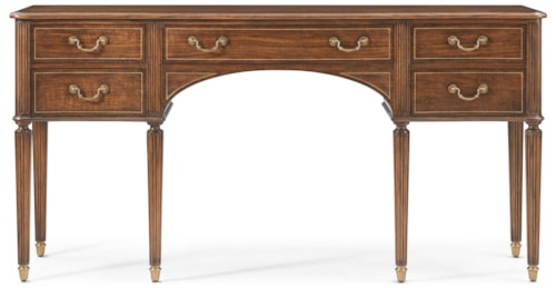 Traditional Arched 5-Drawer Sideboard with Brass Ferrules