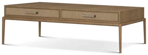 Modern Casual Two-Drawer Cocktail Table with Wallpaper Accent