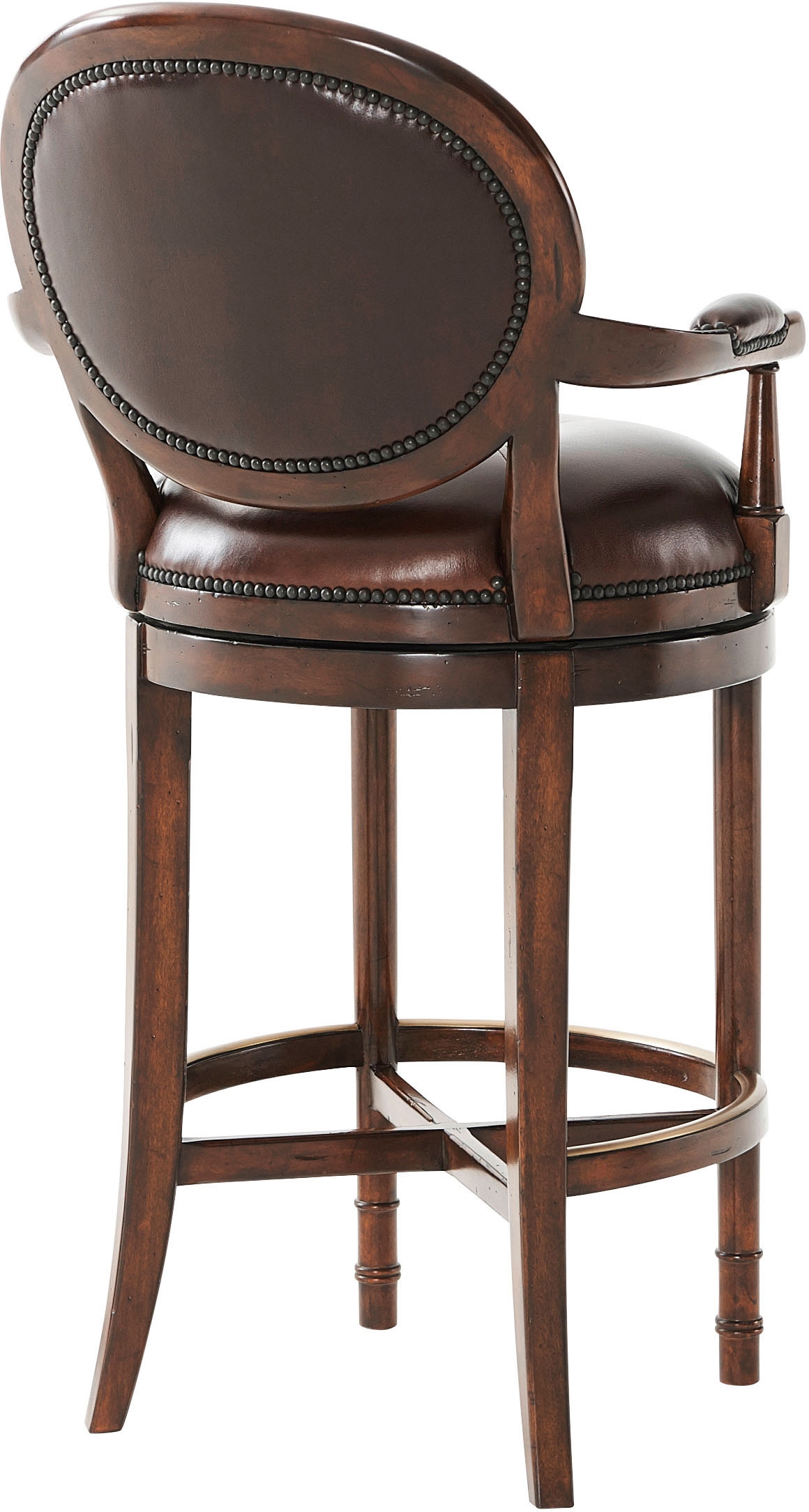 Theodore Alexander Seating Leather Oval Back Barolo Bar Chair