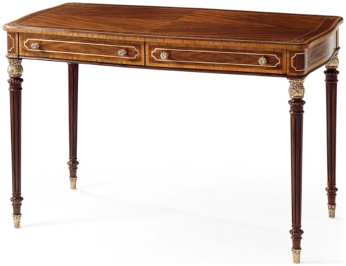 Traditional Table Desk with Cast Brass Capitals
