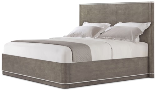 Contemporary King Panel Bed with Stainless Steel Accents