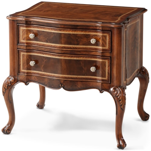 Traditional Two-Drawer Nightstand with Cabriole Legs