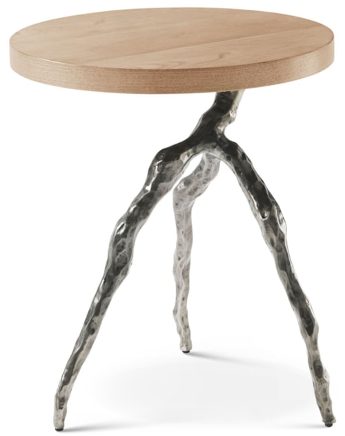 Contemporary Accent Table with Tree Cast Metal Legs