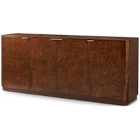 Contemporary 4-Door Sideboard with Brass Pulls
