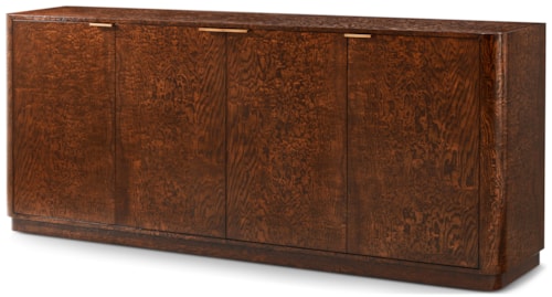 Contemporary 4-Door Sideboard with Brass Pulls