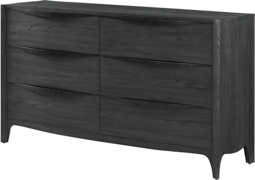 Modern Six-Drawer Dresser with Aluminum Tab Pullware