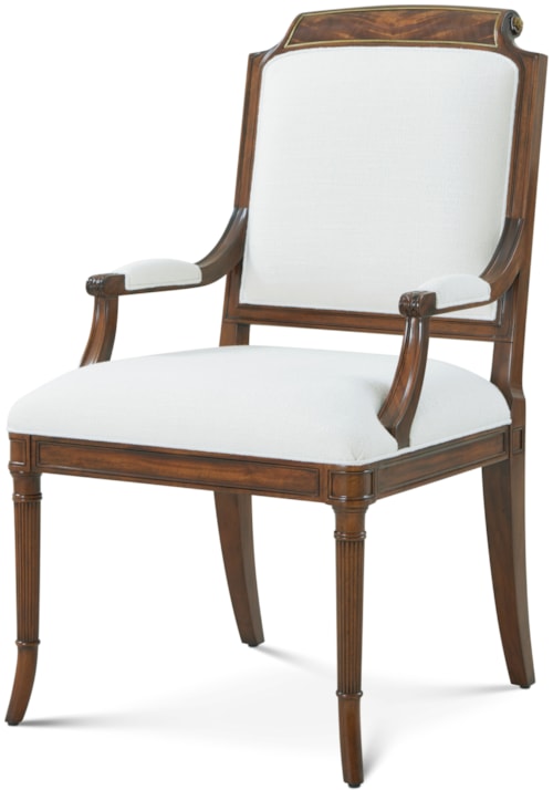 Transitional Upholstered Dining Armchair with Splay Feet