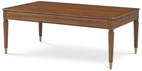 Traditional Rectangular Cocktail Table with Brass Ferrules