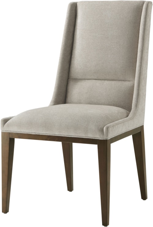 Mid-Century Modern Upholstered Dining Side Chair with Channeled Back