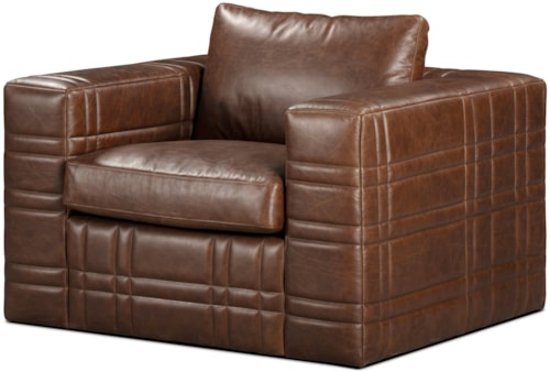 Casual Accent Chair with Plaid Stitching