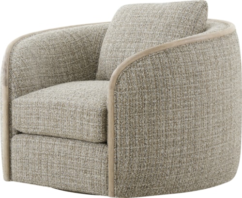 Contemporary Swivel Chair with Wood Accents