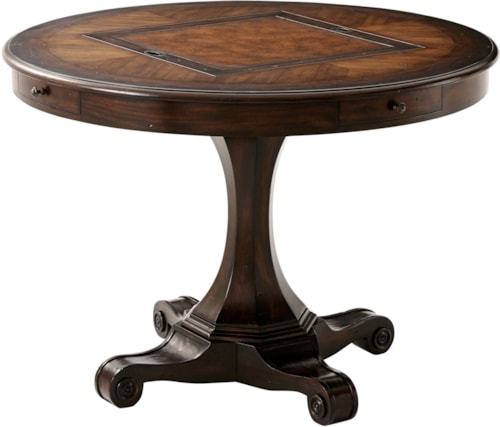 Classic Grandmaster Underscrolled Game Table  with Inlaid Backgammon Board