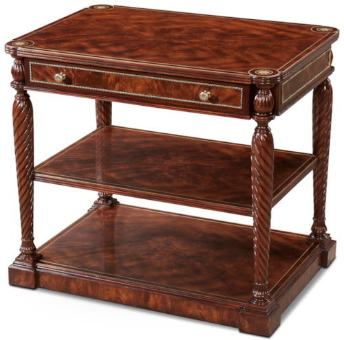 Traditional Accent Table with Brass Molding