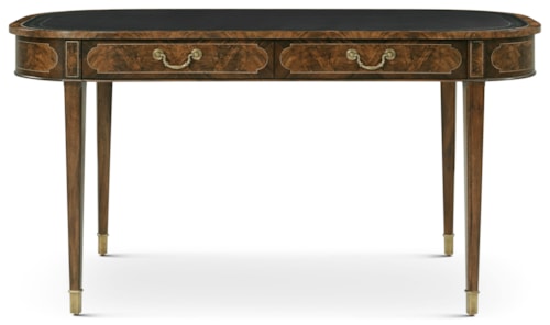Traditional Ovate Writing Table with Leather Inset Top