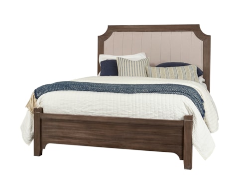 Transitional Upholstered King Bed with Low Profile Footboard