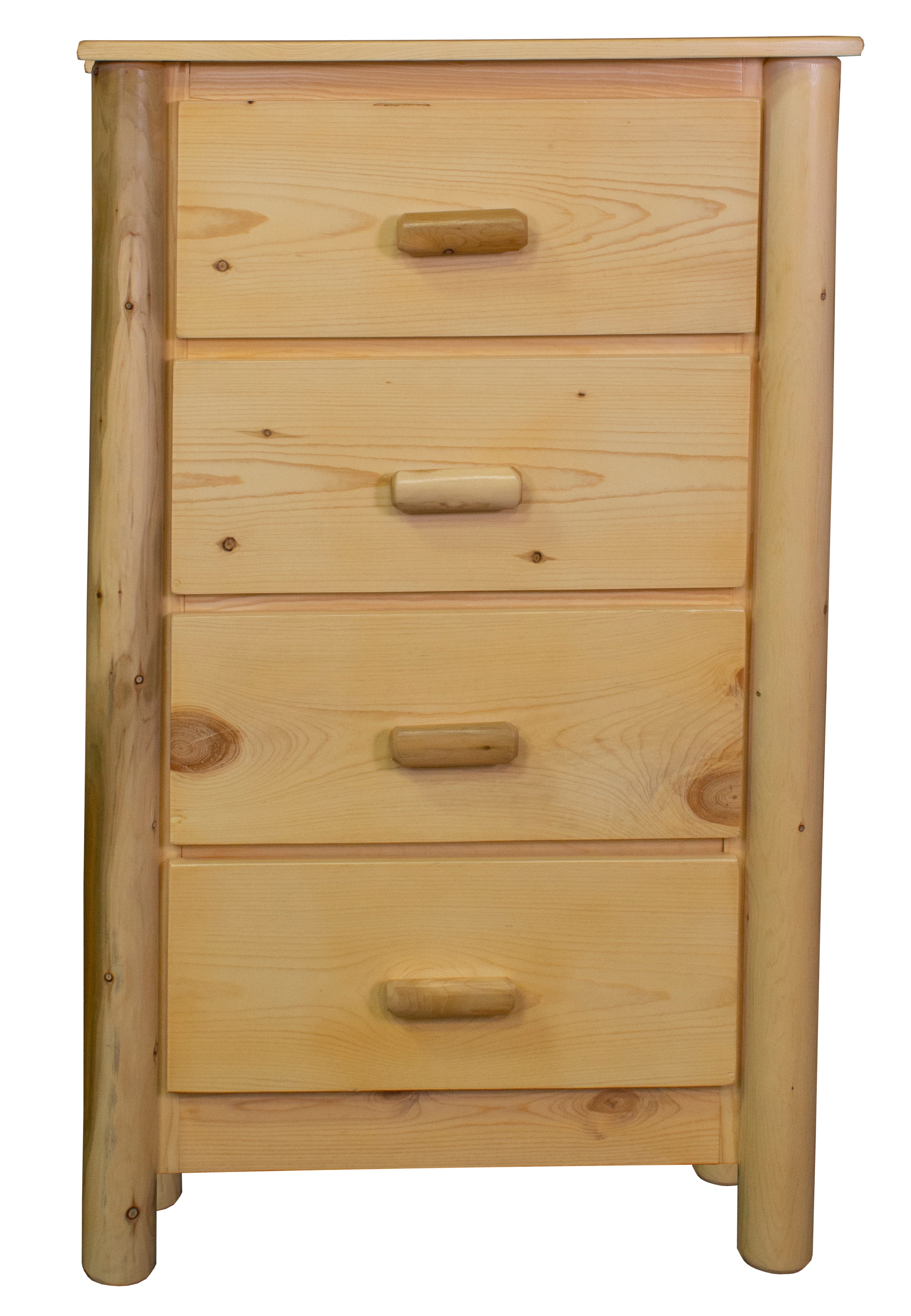 White Cedar Log 4 Drawer Chest Unfinished