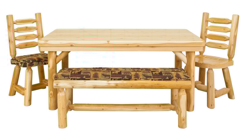White Cedar Log Rectangle Dining Table
