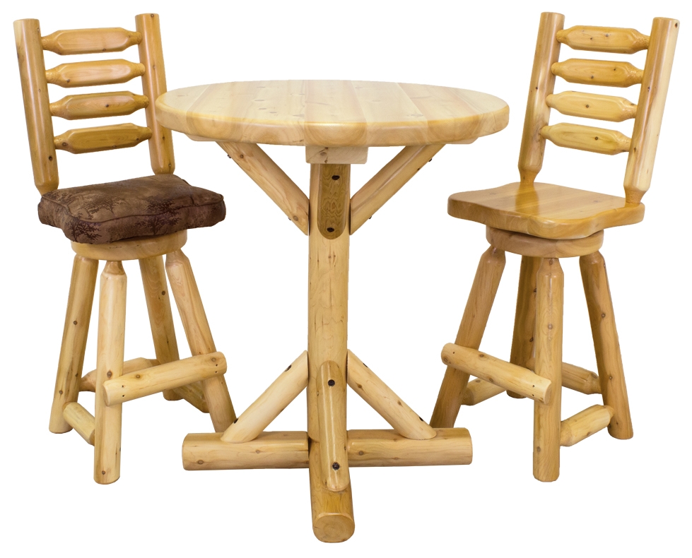 White Cedar Log Round Bistro Gather Table