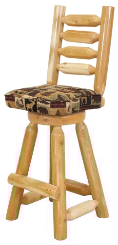 White Cedar Log Swivel Barstool