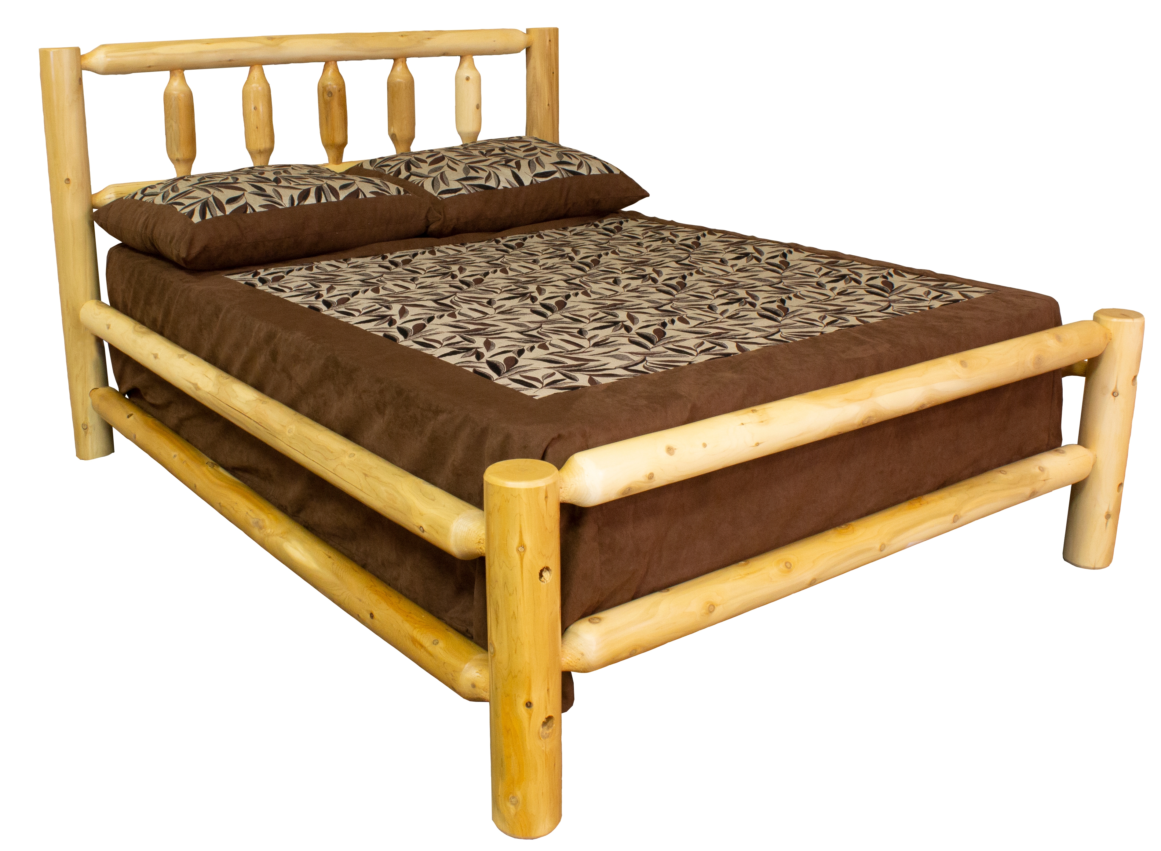 White Cedar Log Queen Econo Bed Unfinished