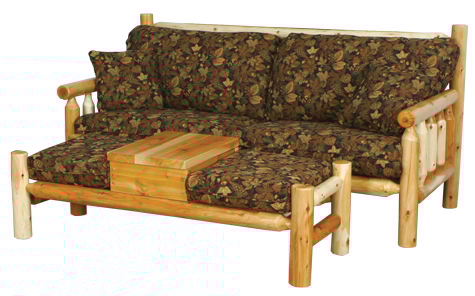 White Cedar Log Party Ottoman