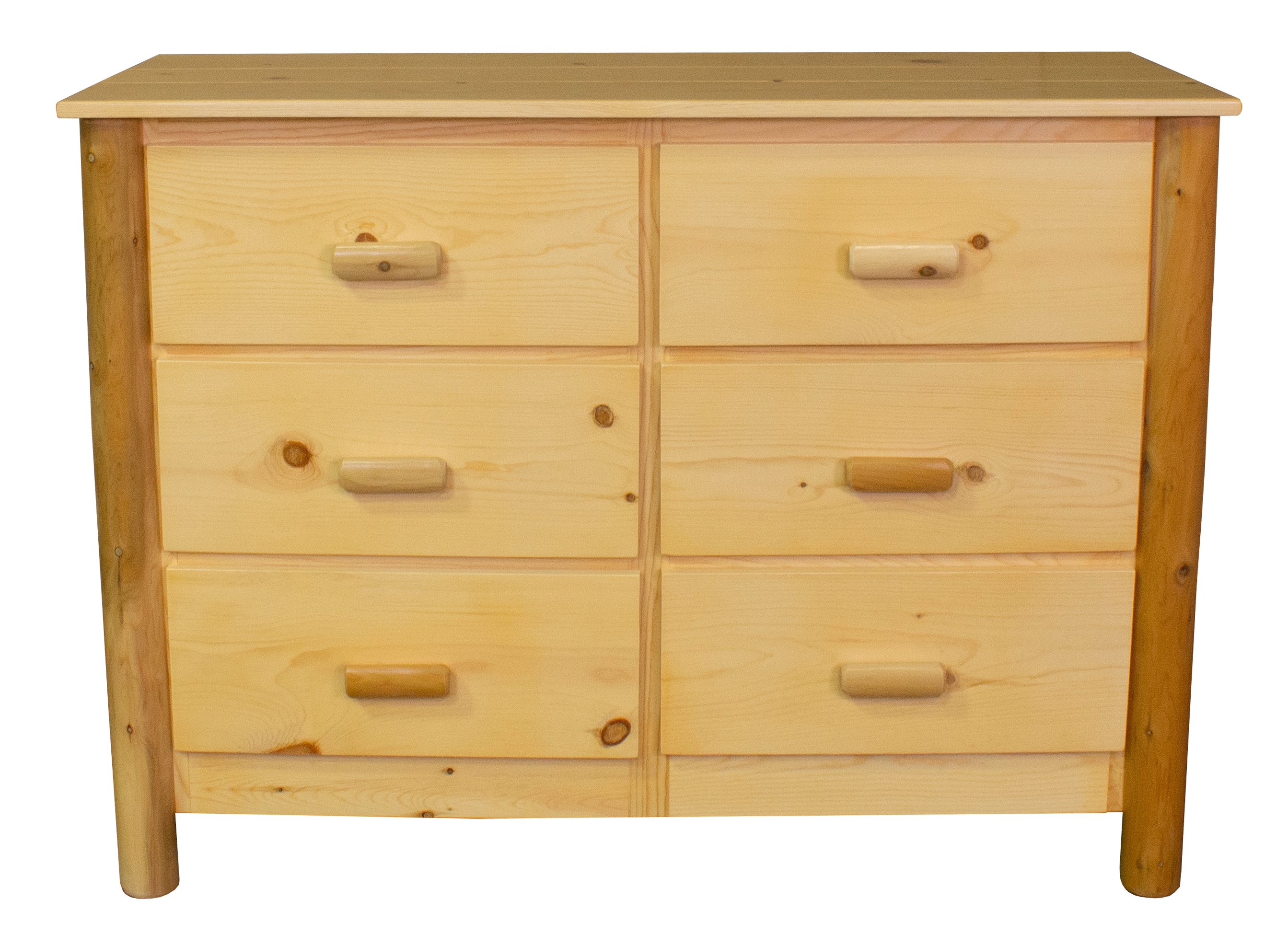 White Cedar Log 6 Drawer Dresser Unfinished