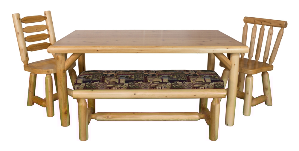 White Cedar Log Rectangle Dining Table