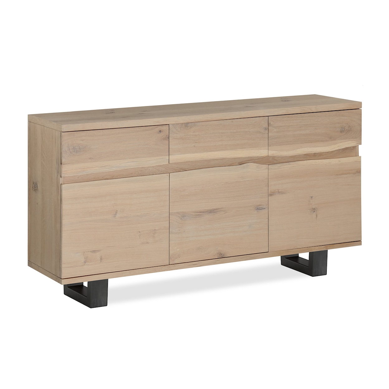 Global Home Oak Mill - White Oil Live Edge Sideboard Metal Base