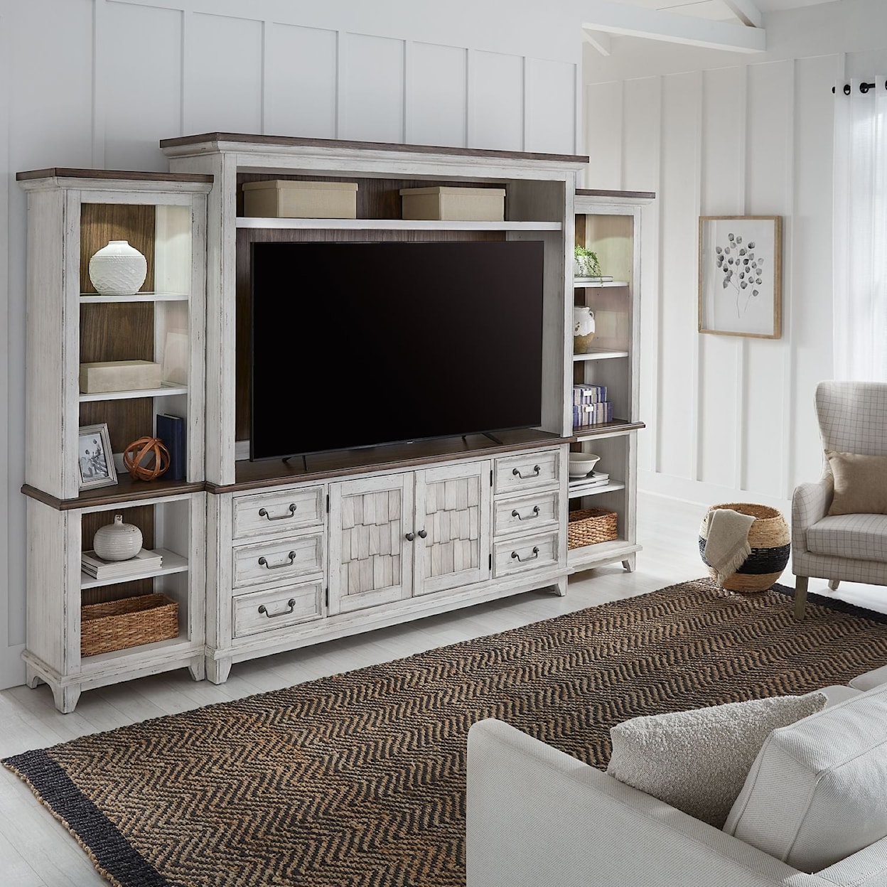 Liberty Furniture River Place Entertainment Center with Piers