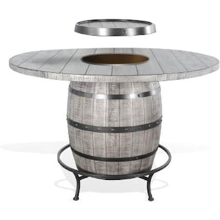 Alpine Round Pub Table w/Wine Barrel Base