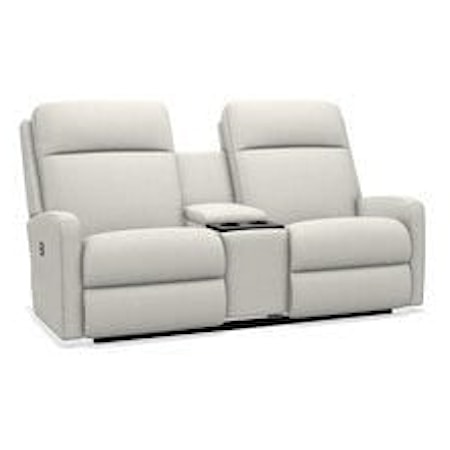 Contemporary Power Wall Reclining Loveseat with Cupholder Storage Console