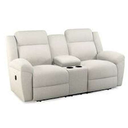Casual Reclining Loveseat with Storage Console