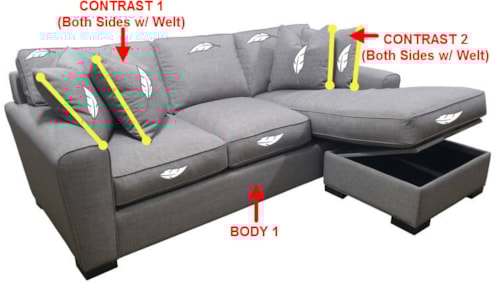 Transitional Chaise Sofa with Storage