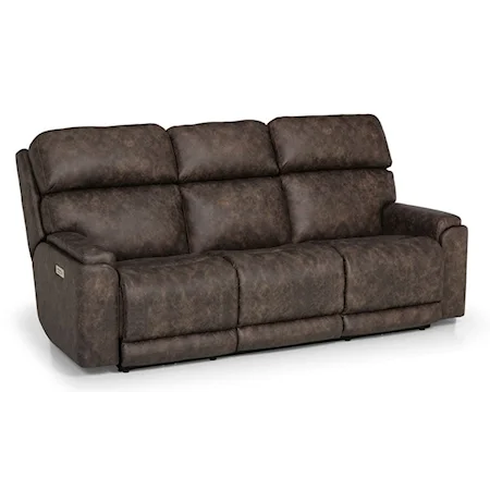 Casual Power Reclining Sofa with Power Headrests & Lumbar